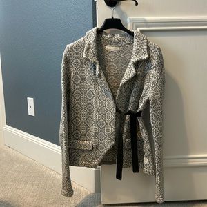 Odd Molly Nordic Knit Gray & White Side Tie Cardigan Sweater Jacket - Size 1, S